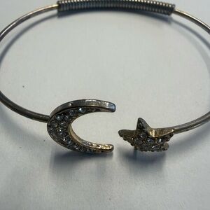 Silver-Tone Crescent & Star Bangle Bracelet